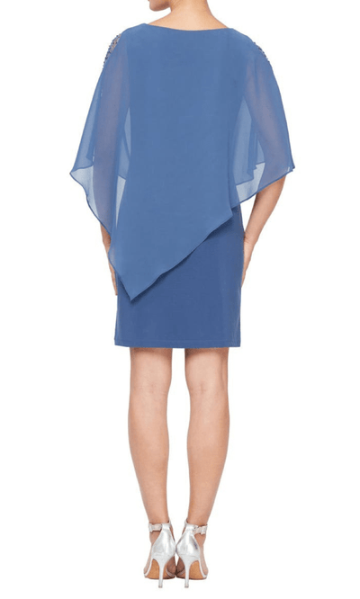 S.L. Fashions 9177437 - Beaded Cape Chiffon Dress Semi Formal