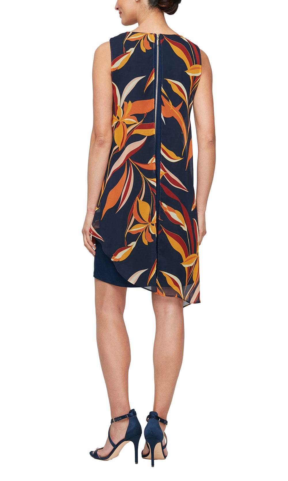 S.L. Fashions 9177528 - Floral Print Overlay Dress Wedding Guest