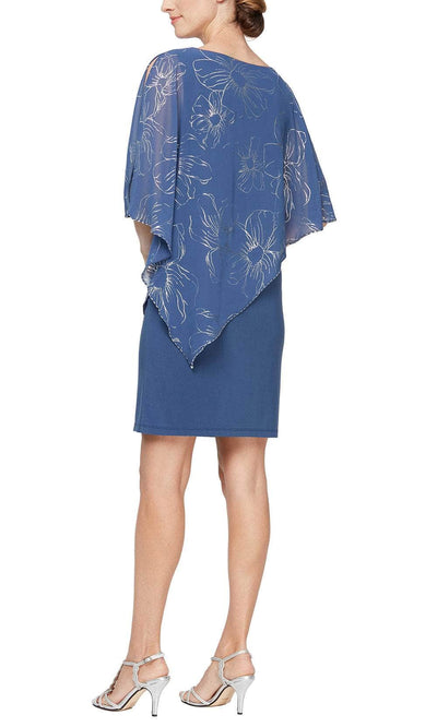 S.L. Fashions 9179146 - Floral Capelet Sheath Dress Semi Formal