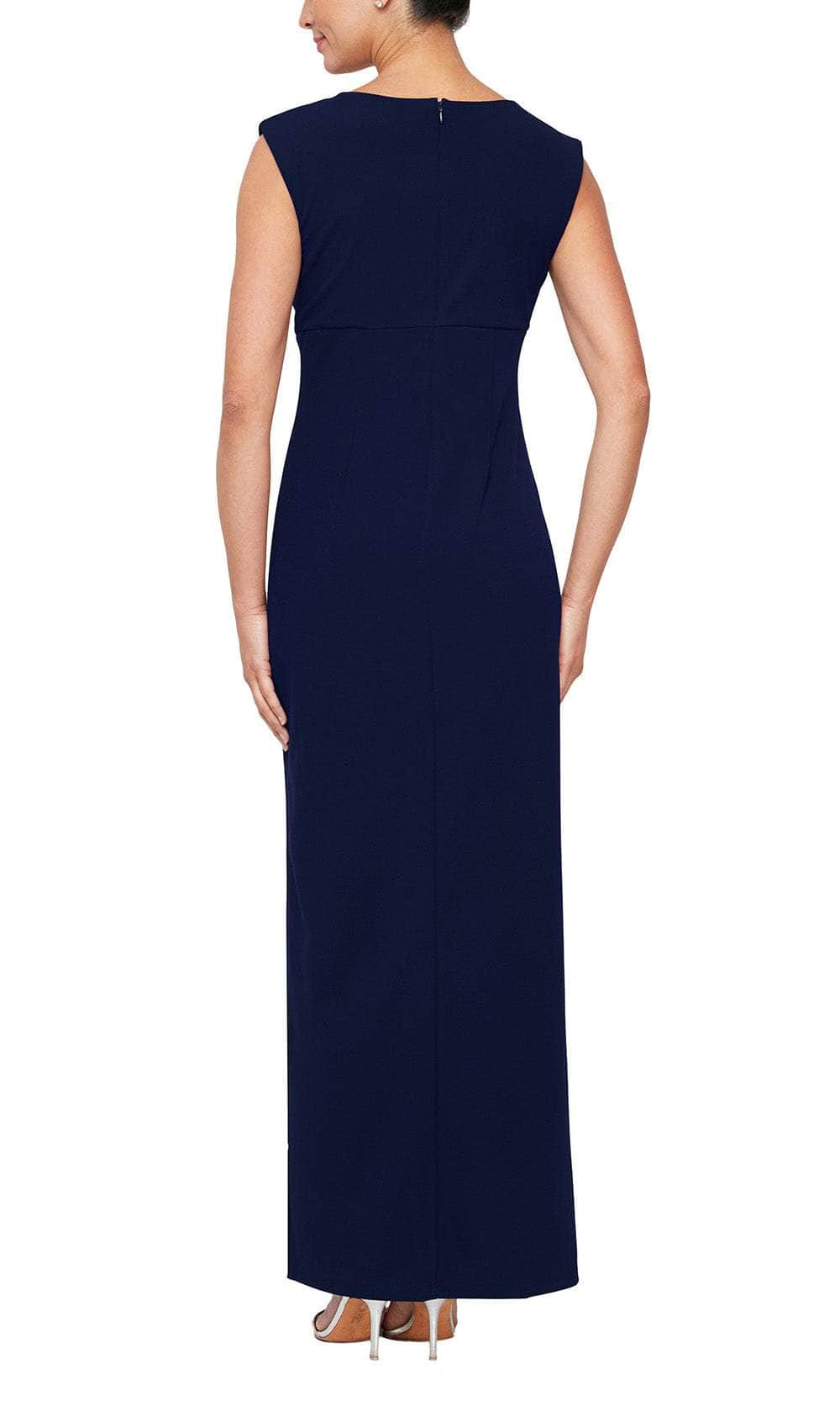 SLNY 9237218 - Brooch Accented Evening Dress Mother of the Bride Dresses