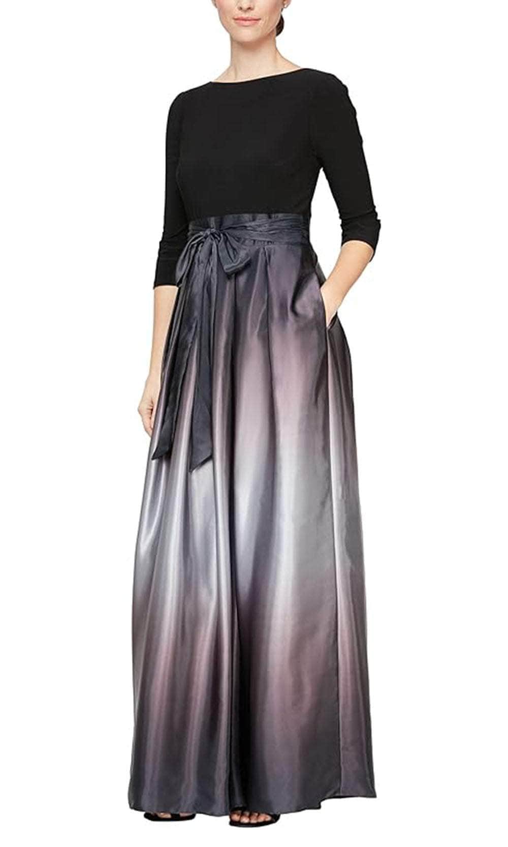 S.L. Fashions 9251111 - Ombre Charmeuse A-Line Dress Mother of the Bride Dresses 4P / Blk Sil