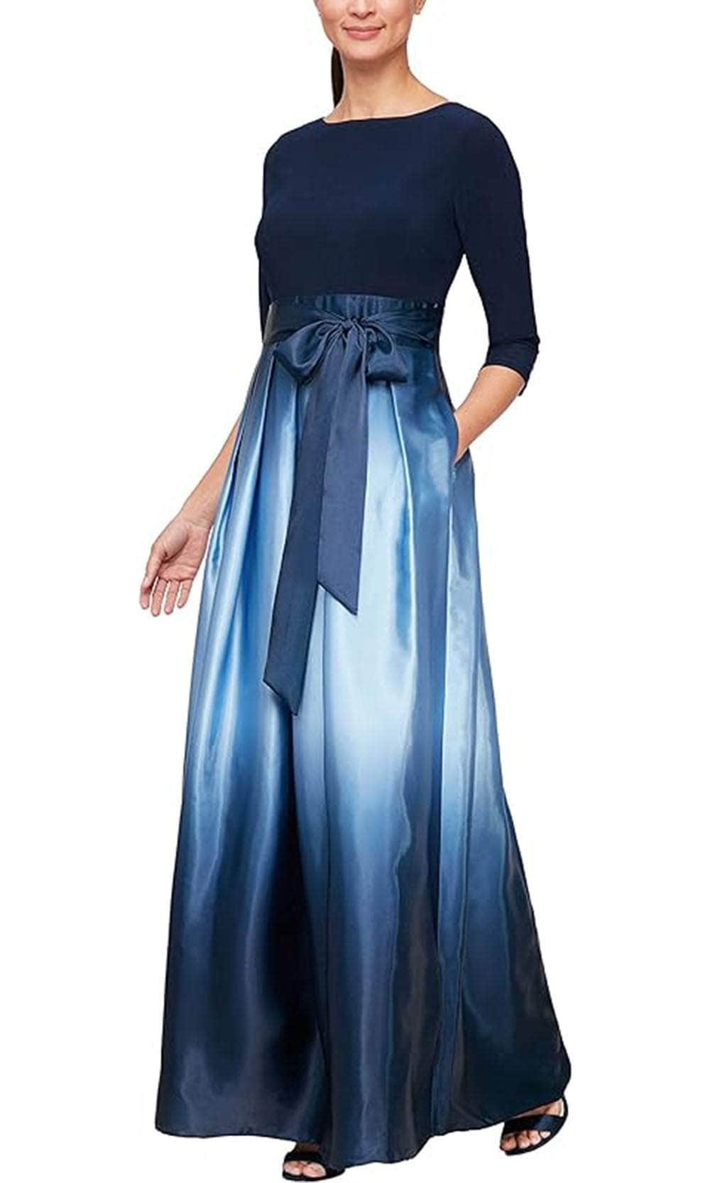 S.L. Fashions 9251111 - Ombre Charmeuse A-Line Dress Mother of the Bride Dresses 4P / Nav/Wed