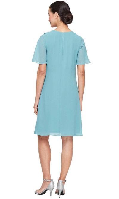 S.L. Fashions 9270737 - Short Sleeve Chiffon Dress with Beaded Trim Wedding Guest