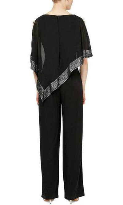 S.L. Fashions 9277331 - Chiffon Capelet Jumpsuit Formal Pantsuit