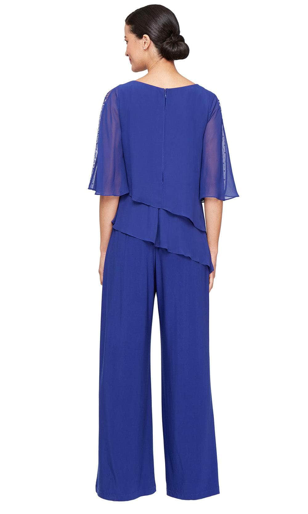 SLNY 9277537 - Chiffon Scoop Neck Wide Leg Jumpsuit Formal Pantsuits
