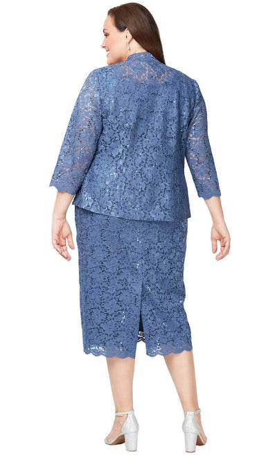 S.L. Fashions 9413104 - Plus Size Lace Sheath Dress with Jacket Wedding Guest