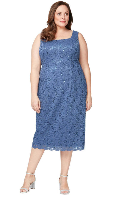 S.L. Fashions 9413104 - Plus Size Lace Sheath Dress with Jacket Wedding Guest