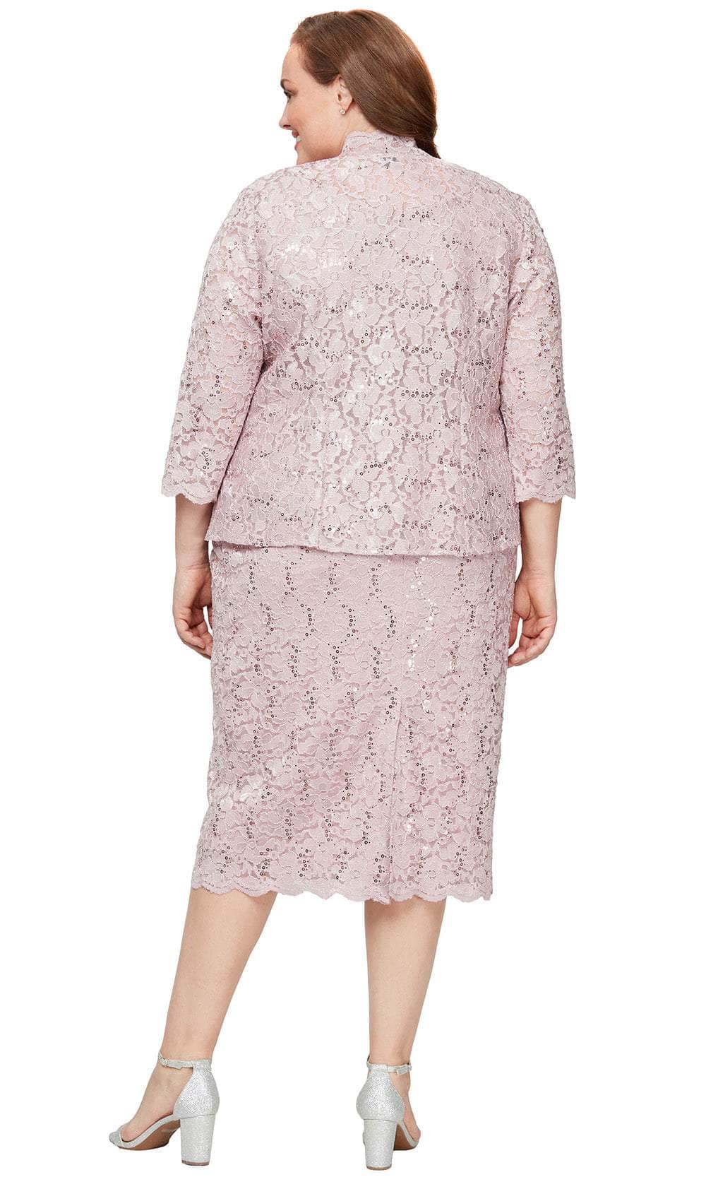 S.L. Fashions 9413104 - Plus Size Lace Sheath Dress with Jacket Wedding Guest