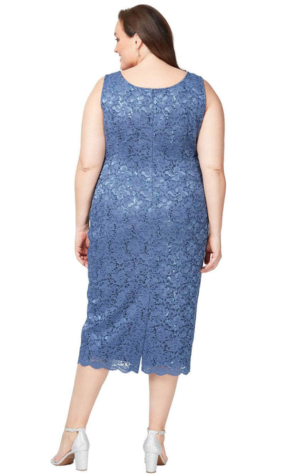 S.L. Fashions 9413104 - Plus Size Lace Sheath Dress with Jacket Wedding Guest
