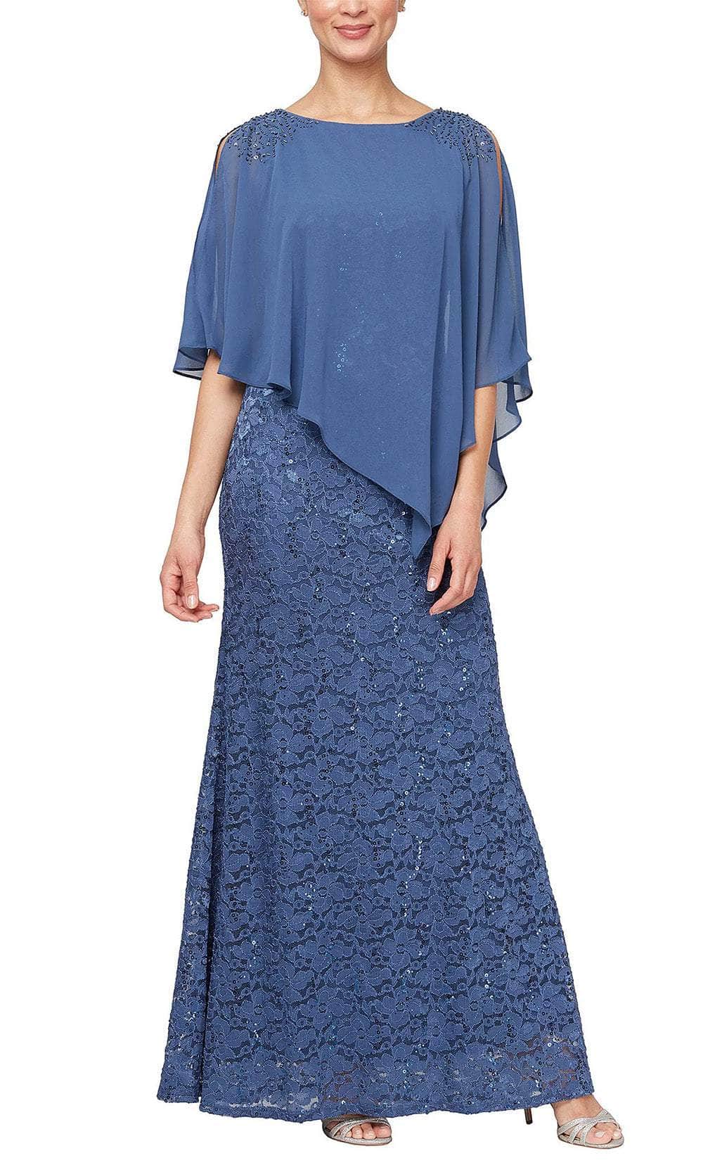 SLNY 9413121 - Sequin Capelet Evening Dress 16W / Buff SLNY 9413121 - Sequin Capelet Evening Dress 16W / Buff