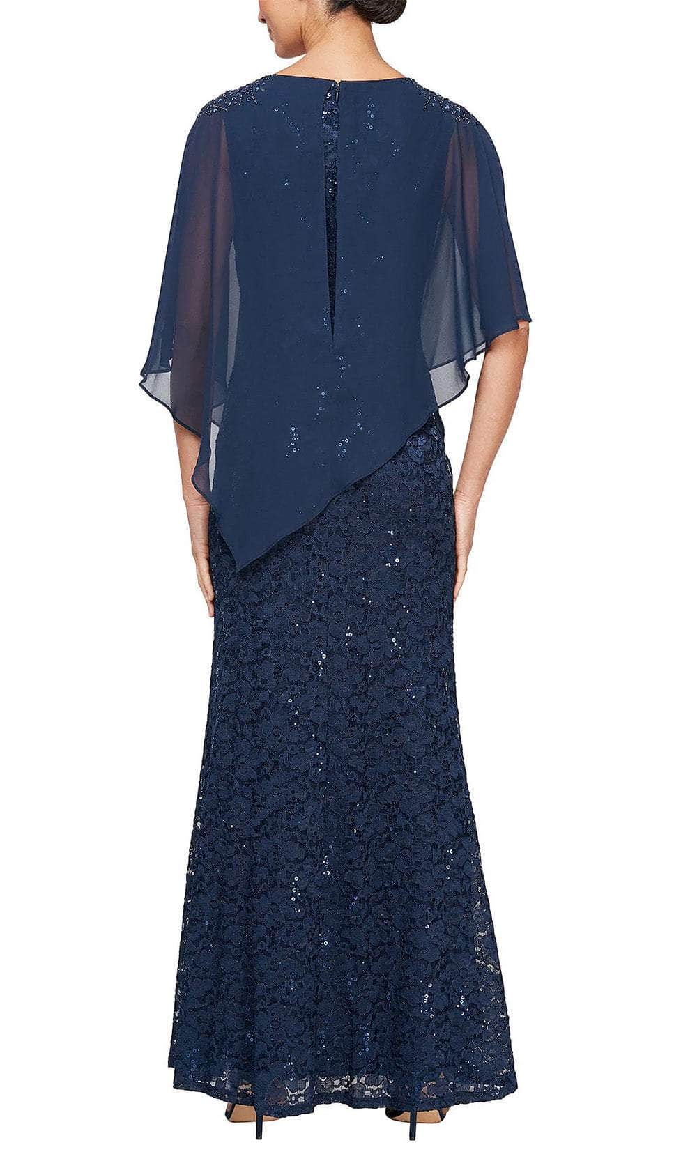 S.L. Fashions 9413121 - Sequin Capelet Evening Dress Mother of the Bride Dresses