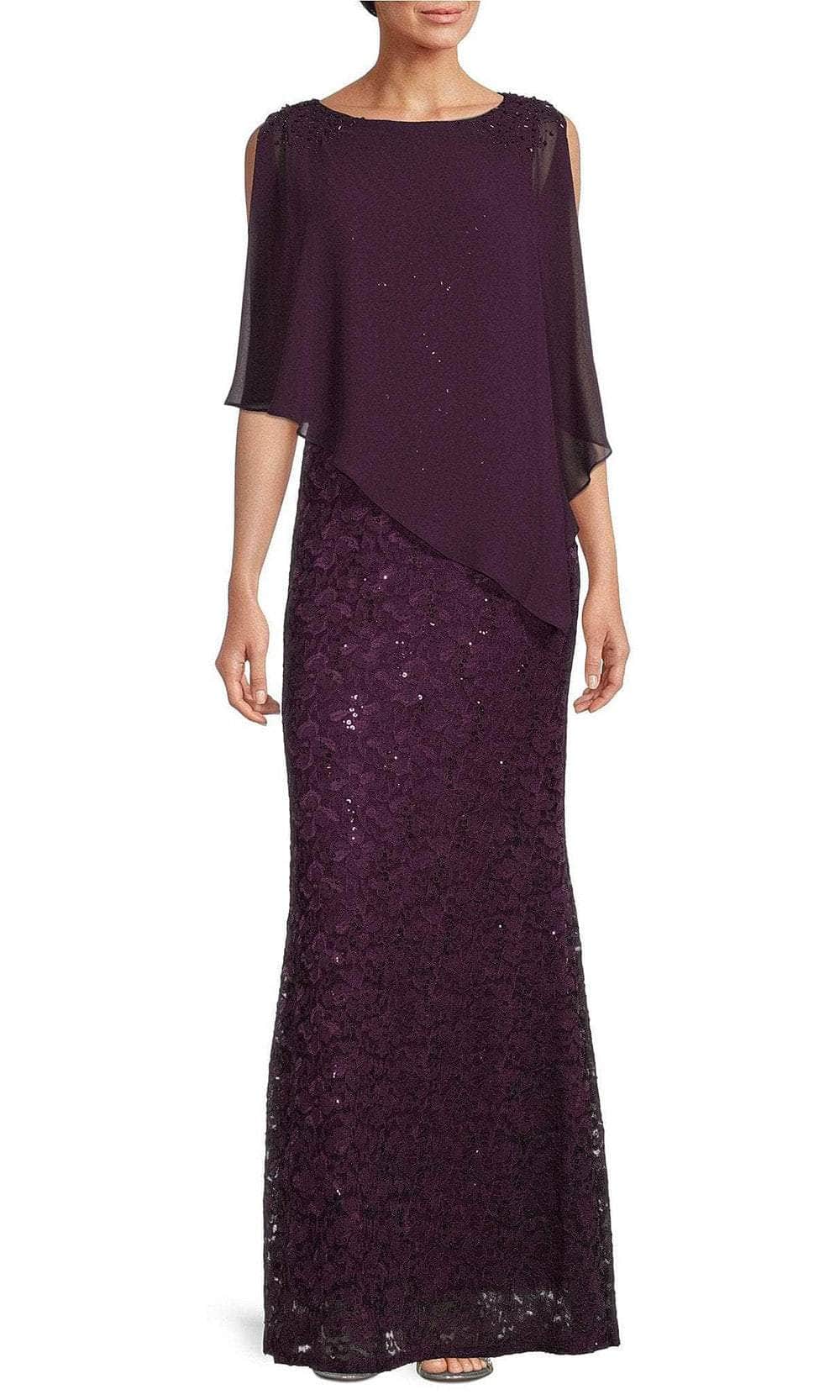SLNY 9413121 - Sequin Capelet Evening Dress 16W / Buff SLNY 9413121 - Sequin Capelet Evening Dress 16W / Buff