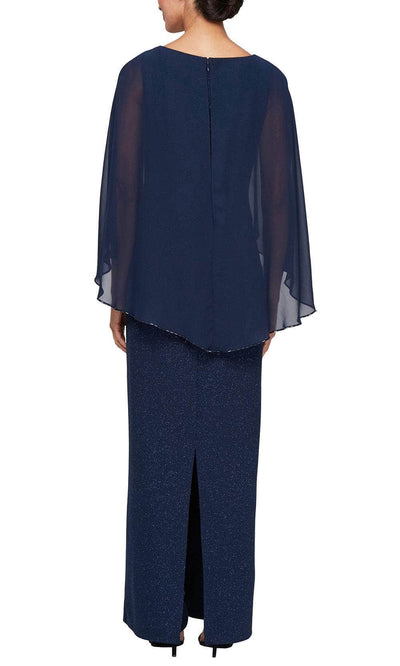 S.L. Fashions 9427278 - Hi-Low Capelet Column Formal Dress Mother of the Bride Dresses