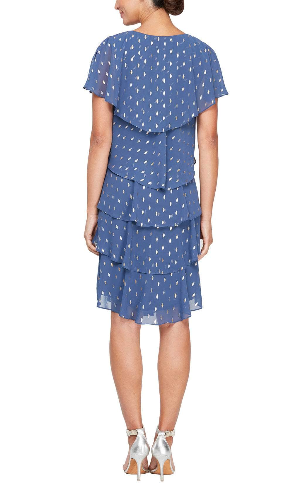 SLNY 9471507 - Short Sleeve Polka Dot Formal Dress Semi Formal