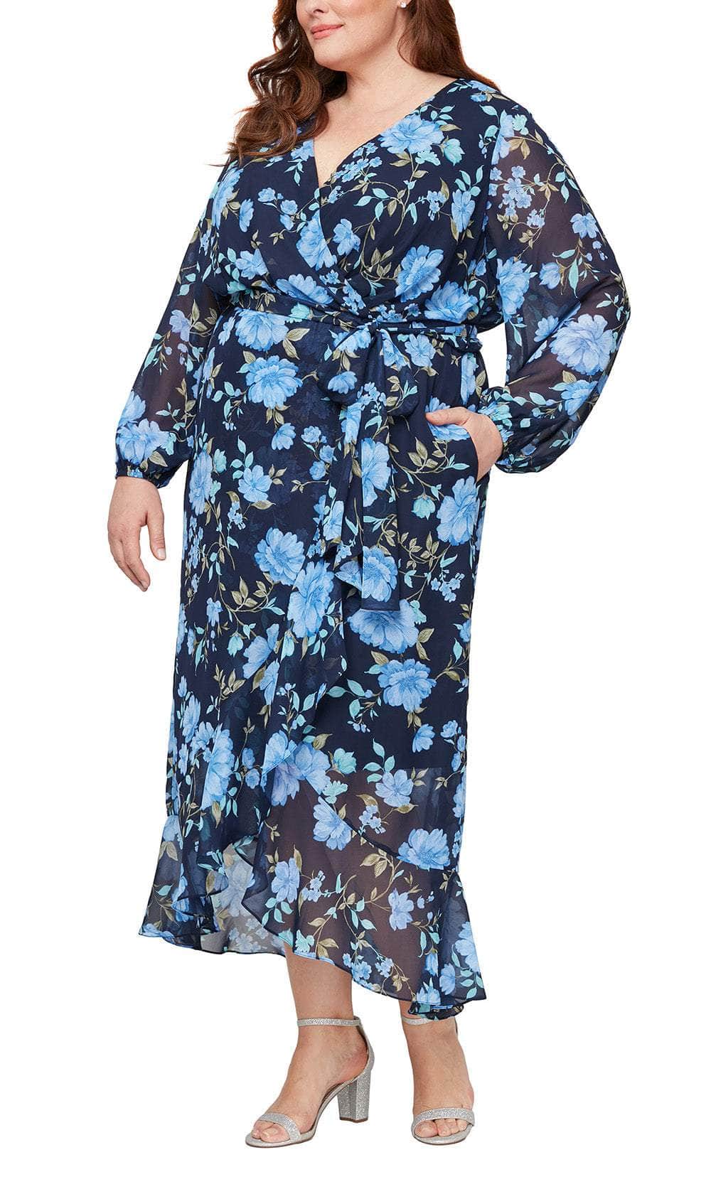 S.L. Fashions 9471942 - Bishop Sleeve Floral Dress Mother of the Bride Dresses