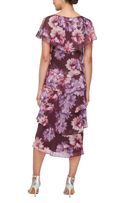 S.L. Fashions 9471975 - Tea Length A-Line Dress Semi Formal