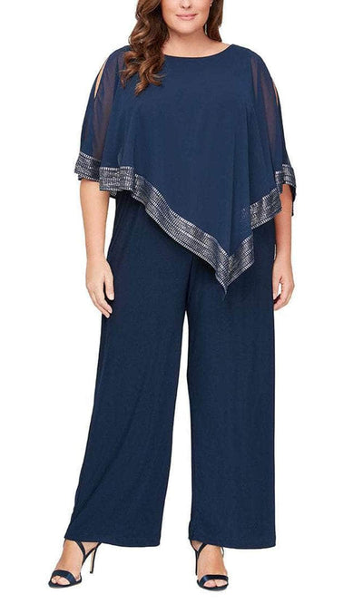 S.L. Fashions 9477331 - Chiffon Overlay Jumpsuit Formal Pantsuit