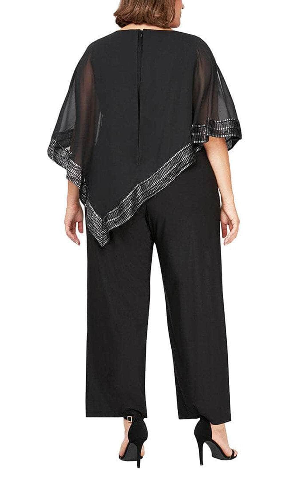 S.L. Fashions 9477331 - Chiffon Overlay Jumpsuit Formal Pantsuit