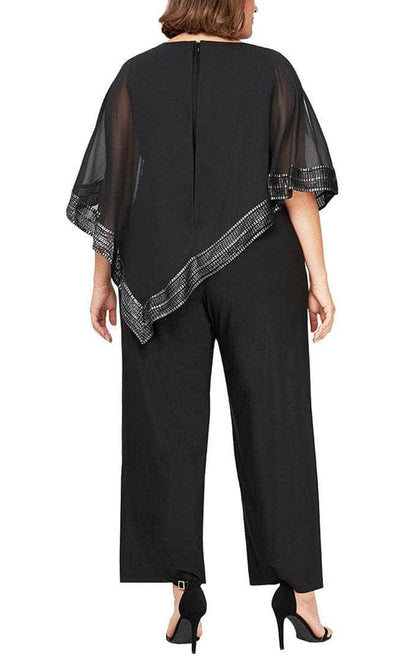 S.L. Fashions 9477331 - Chiffon Overlay Jumpsuit Formal Pantsuit