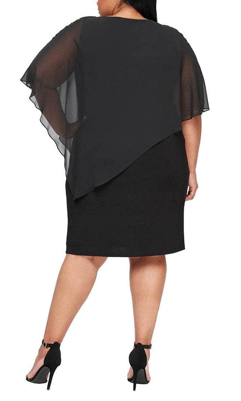 S.L. Fashions 9477437 - Beaded Cape Sheath Dress Wedding Guest