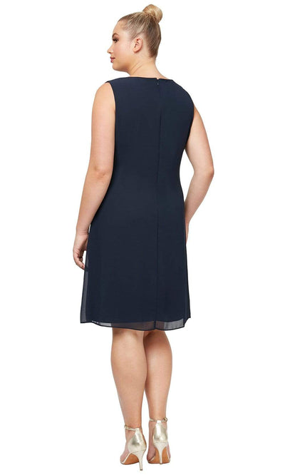 S.L. Fashions - SL612806 Jeweled Keyhole Cutout With Chiffon Drape Cocktail Dresses