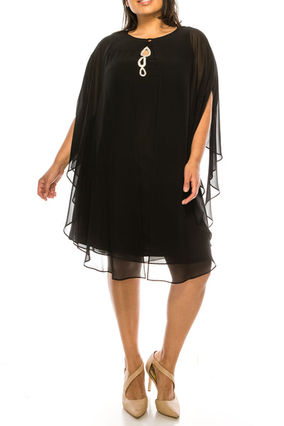 S.L. Fashions - SL612806 Jeweled Keyhole Cutout With Chiffon Drape Cocktail Dresses