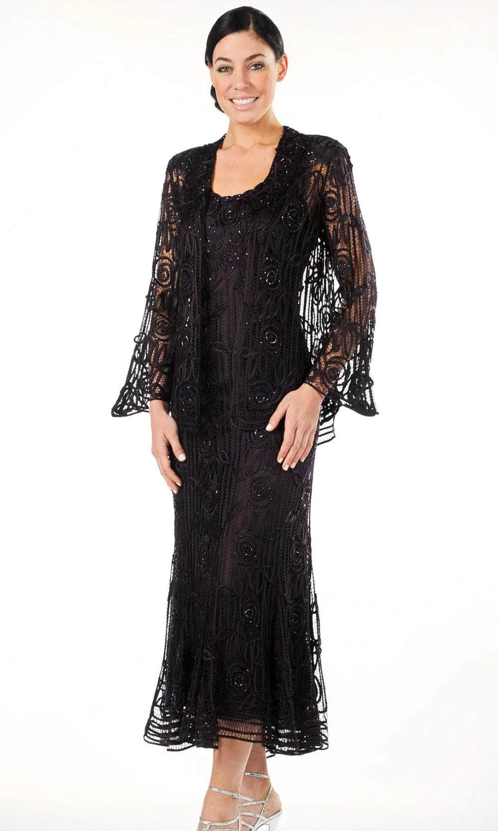 Soulmates C1068 - Beaded Silk Lace Collar Jacket With Godet Dress Set Mother of the Bride Dresses