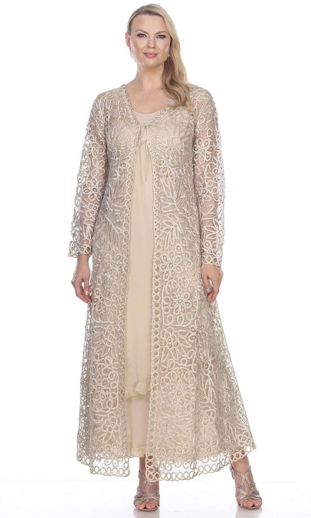 Soulmates C12605 - Beaded Handmade Crochet Duster Dress Set Mother of the Bride Dresses Champagne / S
