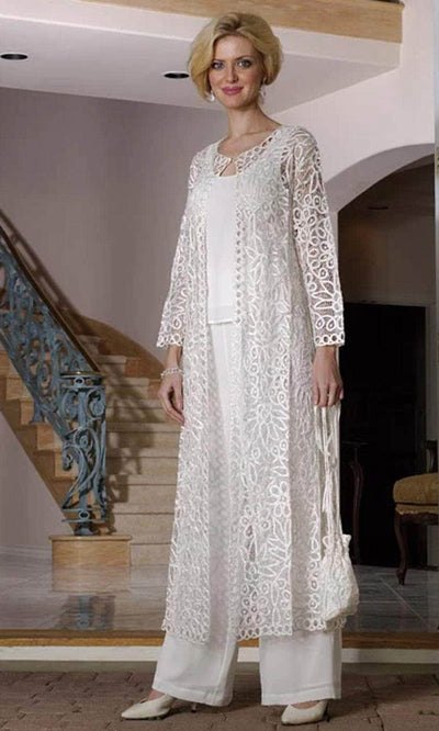 Soulmates C12605 - Beaded Handmade Crochet Duster Dress Set Mother of the Bride Dresses Ivory / S
