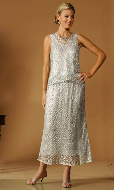 Soulmates C6184 - Three Piece Beaded Silk Lace A-Line Skirt Set Mother of the Bride Dresses