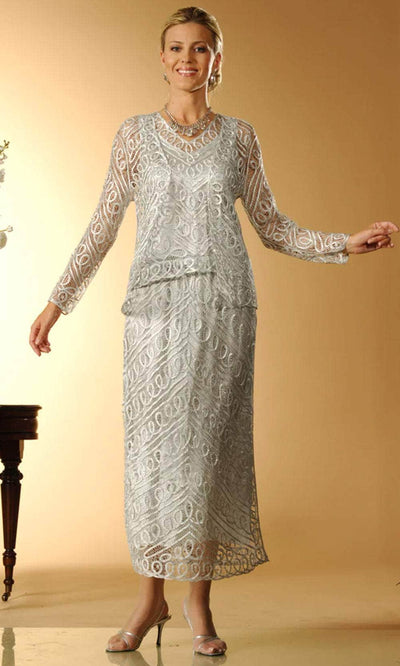 Soulmates C6184 - Three Piece Beaded Silk Lace A-Line Skirt Set Mother of the Bride Dresses