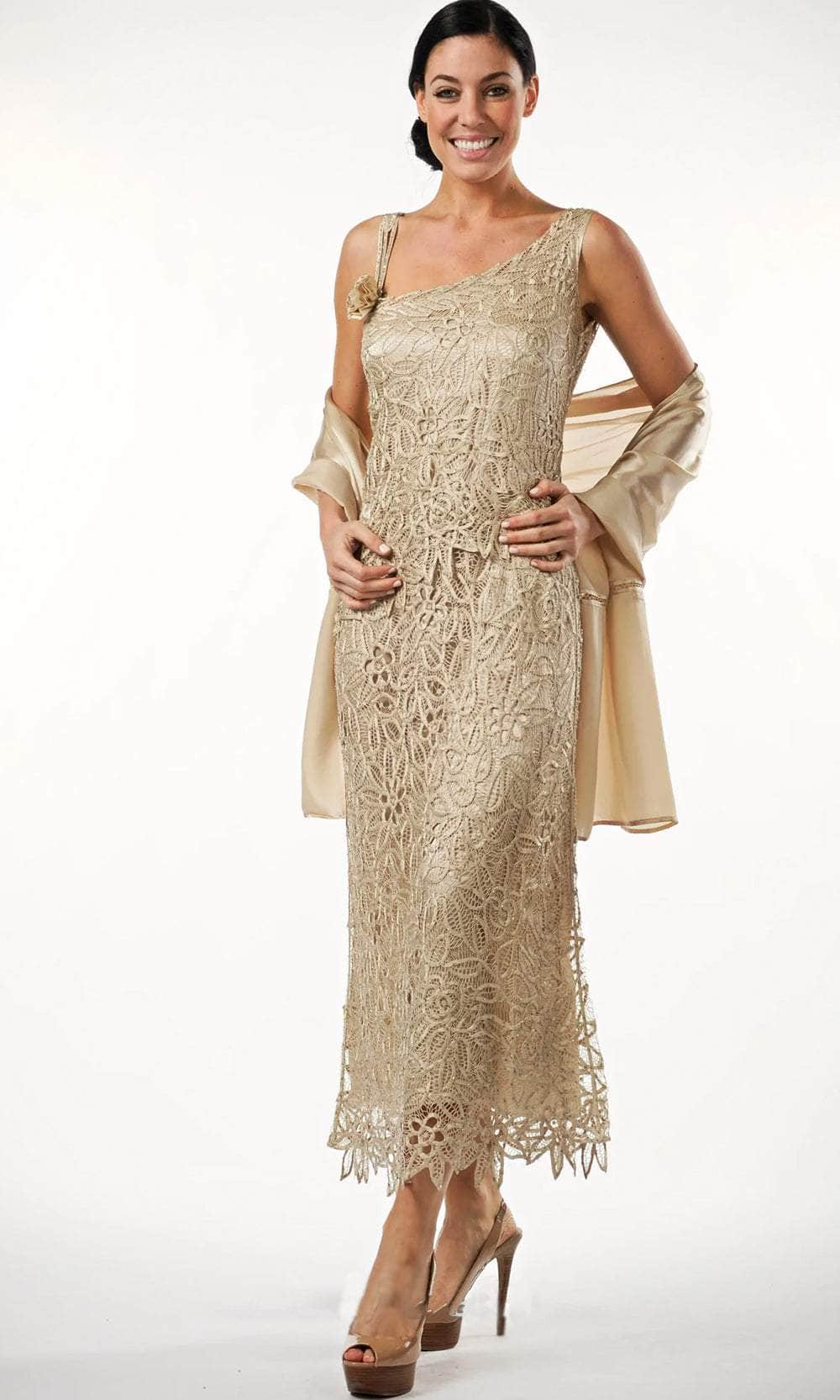 Soulmates C701 - Dress With Scarf Mother of the Bride Dresses Champagne / S