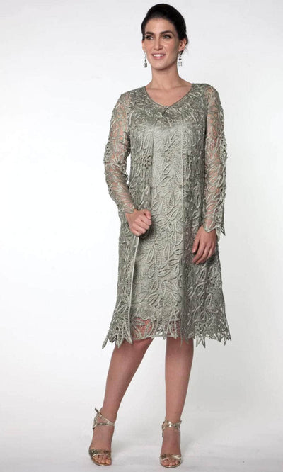 Soulmates C88084 - Beaded Short Duster Dress Set Wedding Guest Celadon / S