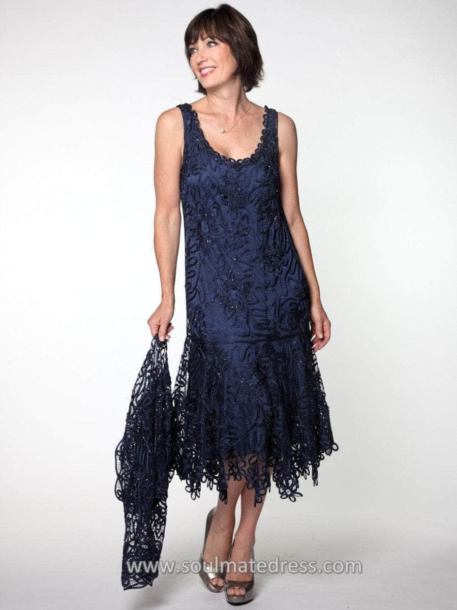 Soulmates C9126 - Scoop Tea Length Formal Dress Champagne / L Soulmates C9126 - Scoop Tea Length Formal Dress Champagne / L