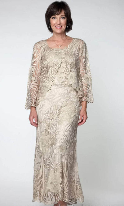 Soulmates D1106 - Rose Lace Jacket & Dress Set Evening Dresses Champagne / S