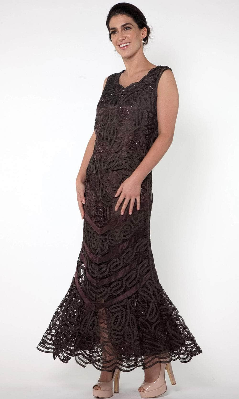 Soulmates D7068 - Unique Hand Crochet Straps Lace Three Pieces Gown Brown