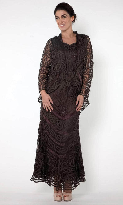 Soulmates D7068 - Unique Hand Crochet Straps Lace Three Pieces Gown Mother of the Bride Dresses Espresso / S