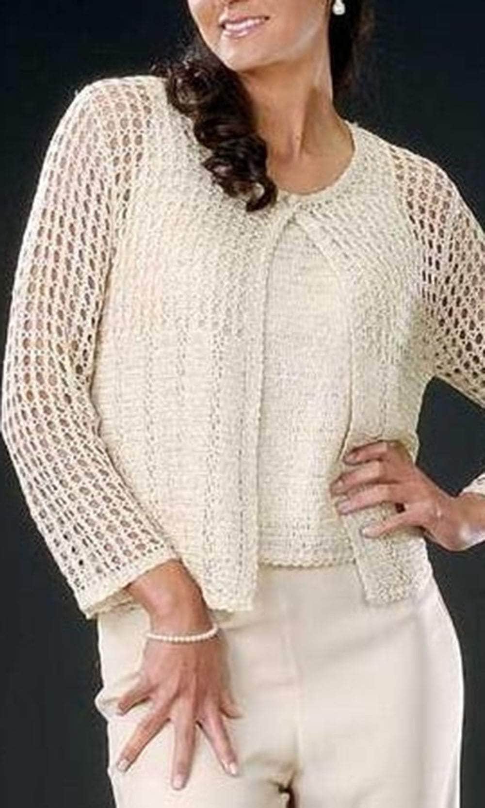 Soulmates G1102 - Hand Crochet Twin Set Tops Champagne / S