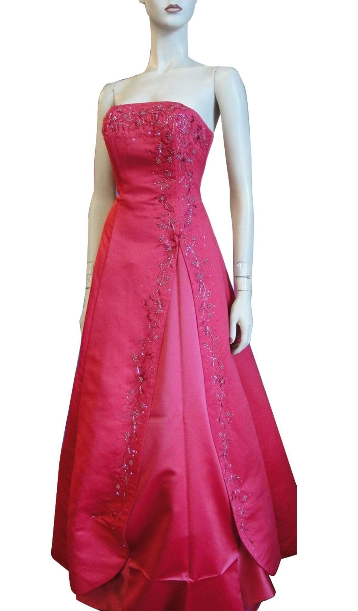 Strapless Beaded Underlay A-Line Gown Dress XXS / Dusty Rose