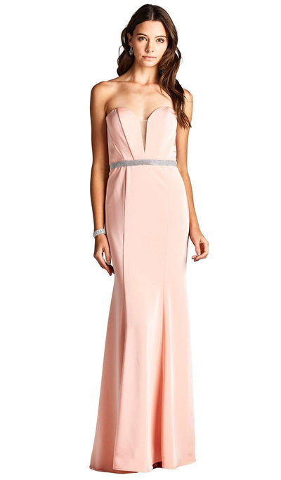 Strapless Deep Sweetheart Sheath Evening Dress Evening Dressses XXS / Blush