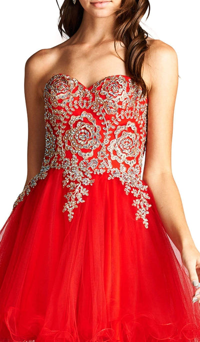 Strapless Embroidered A-line Homecoming Dress Homecoming Dresses