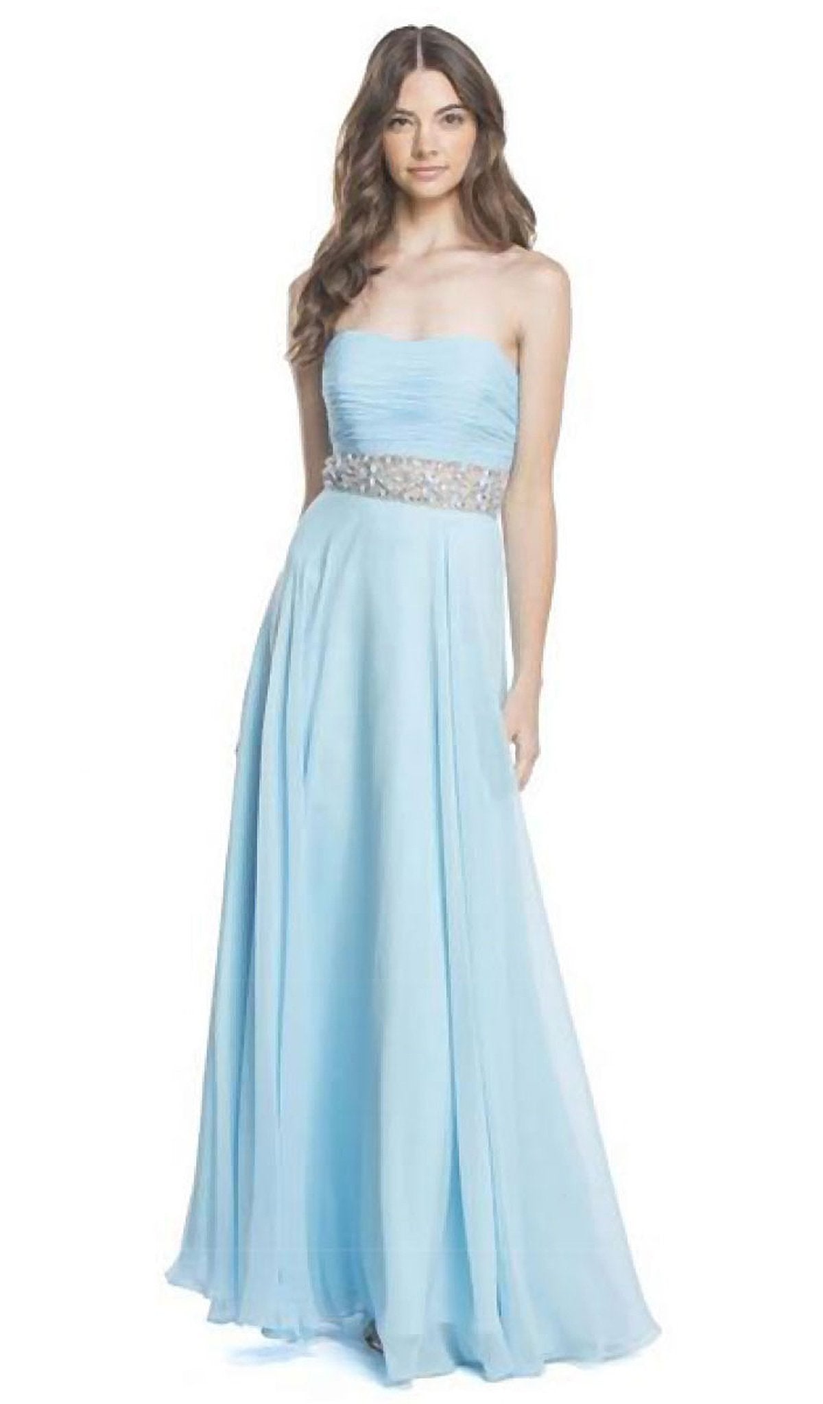 Strapless Ruched Evening A-Line Dress Dress XXS / Aqua