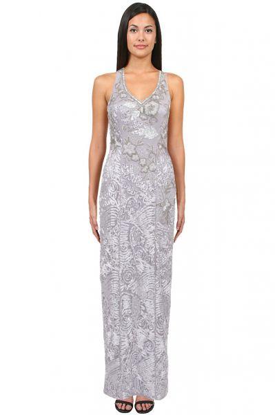 Sue Wong Soutache Embroidered Gown Sleeveless Dress - 1 pc Platinum in Size 4 Available CCSALE 4 / Platinum