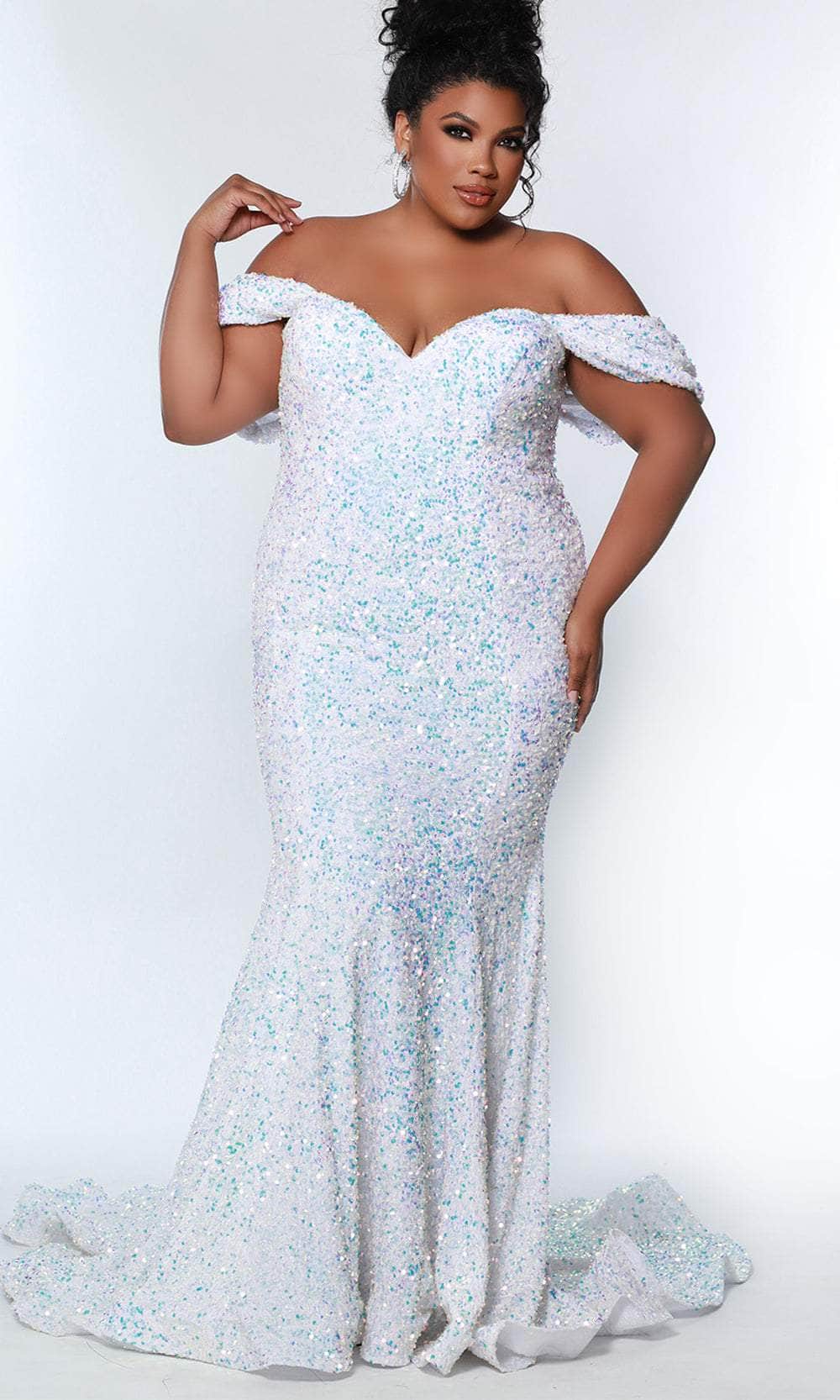 Party Plus Size Dresses Sydney's Closet JK2313 Long Sequin Paillette On Stretch Velvet Mermaid Dress Strapless, Party Plus Size Dresses Sydney's Closet JK2313 Long Sequin Paillette On Stretch Velvet Mermaid Dress Strapless,