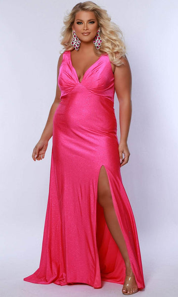 Sydney's Closet SC7369 - Long Stretch Lycra With Sparkle Sheath Dress