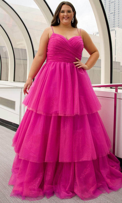 Sydney's Closet SC7392 - Dual Straps Glitter Prom Dress