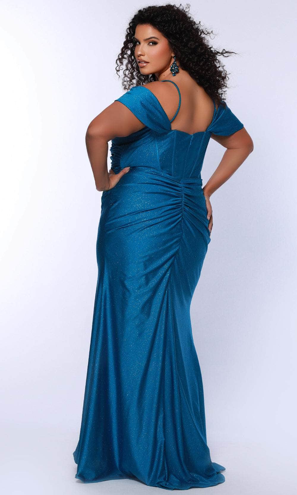 Sydney's Closet SC7402 - Sophisticated V-neck Jersey Gown Prom Dresses