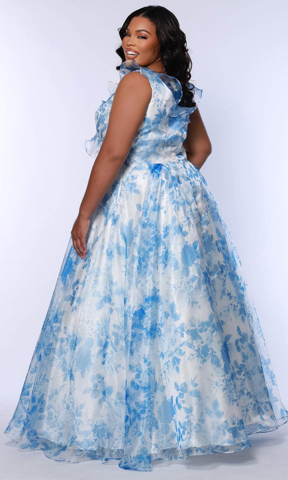 Sydneys Closet SC7404 Prom Dress - Blue Floral | NewYorkDress Sydneys Closet SC7404 Prom Dress - Blue Floral | NewYorkDress
