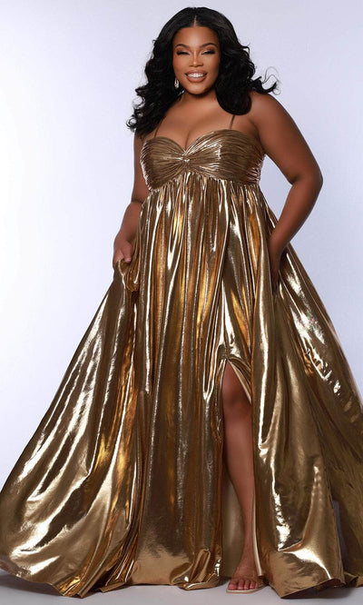 Sydney's Closet SC7414 - Fitted Jersey Gown with Ruched Detail Prom Dresses