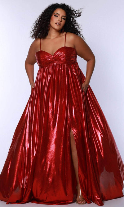 Sydney's Closet SC7414 - Fitted Jersey Gown with Ruched Detail Prom Dresses
